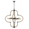 Gemo 36 Inch Chandelier Crossed Clover Design Brass Black Metal BM323978