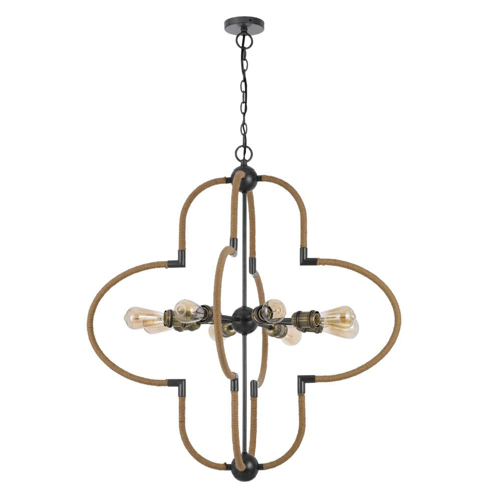 Gemo 36 Inch Chandelier Crossed Clover Design Brass Black Metal BM323978