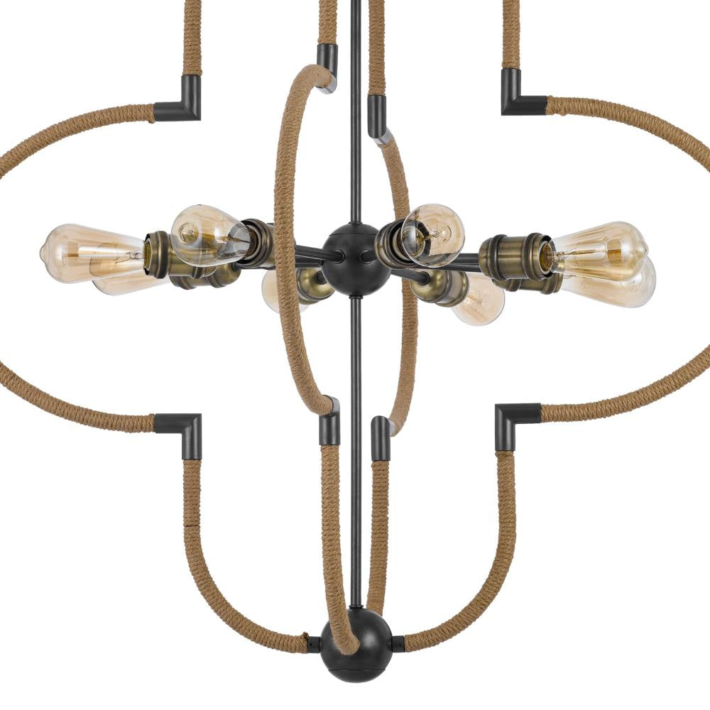 Gemo 36 Inch Chandelier Crossed Clover Design Brass Black Metal BM323978