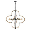Gemo 36 Inch Chandelier, Crossed Clover Design, Brass Black Metal