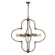 Gemo 36 Inch Chandelier, Crossed Clover Design, Brass Black Metal