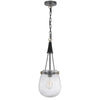 Cora 8 Inch Pendant Light w Gray Gold Chain Fluted Raindrop Glass BM323979