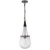 Cora 8 Inch Pendant Light w Gray Gold Chain, Fluted Raindrop Glass