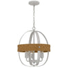 Baty Chandelier 3 Light Rustic Rattan Round White Metal 18 Inch