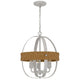 Baty Chandelier 3 Light Rustic Rattan Round White Metal 18 Inch