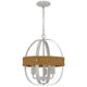 Baty Chandelier, 3 Light Rustic Rattan, Round White Metal 18 Inch
