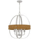 Baty Chandelier 4 Light Rustic Rattan Round White Metal 21 Inch