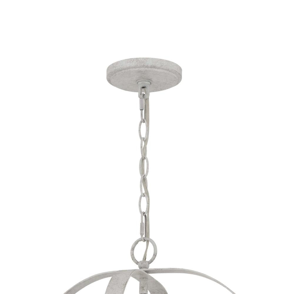 Baty Chandelier 4 Light Rustic Rattan Round White Metal 21 Inch