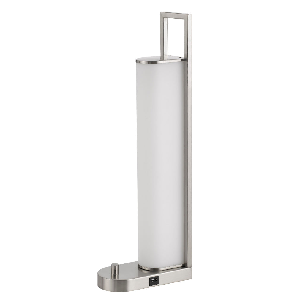 Mora Table Lamp 2 USB Ports Dimmer LED Light Chrome Steel 23 Inch BM323982