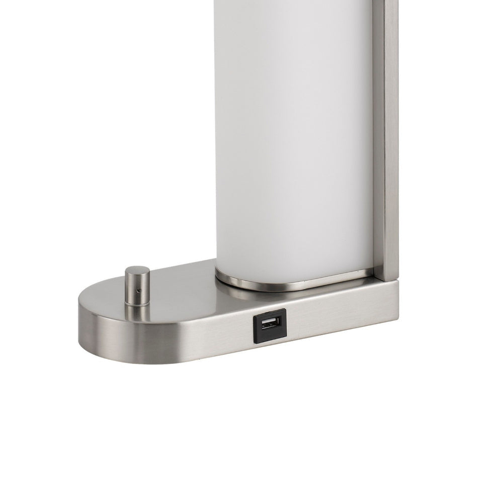 Mora Table Lamp 2 USB Ports Dimmer LED Light Chrome Steel 23 Inch BM323982