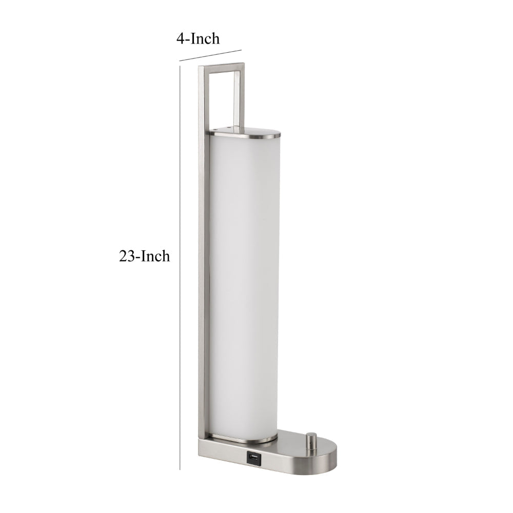 Mora Table Lamp 2 USB Ports Dimmer LED Light Chrome Steel 23 Inch BM323982
