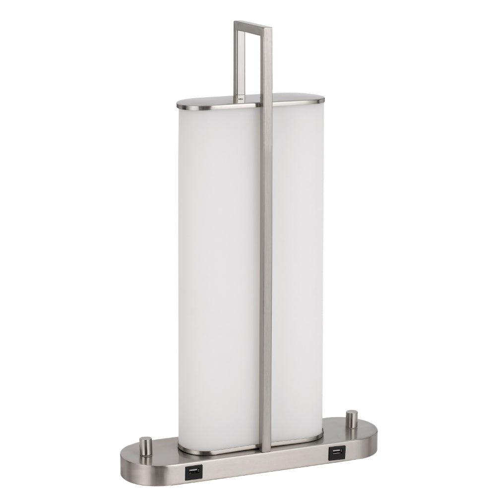 Mora Table Lamp Acrylic Shade 2 USB LED Lights Chrome Steel 23 Inch BM323983