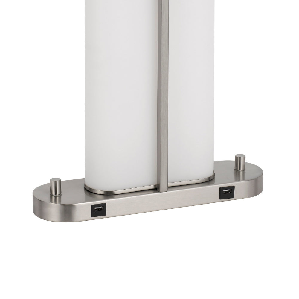 Mora Table Lamp Acrylic Shade 2 USB LED Lights Chrome Steel 23 Inch BM323983