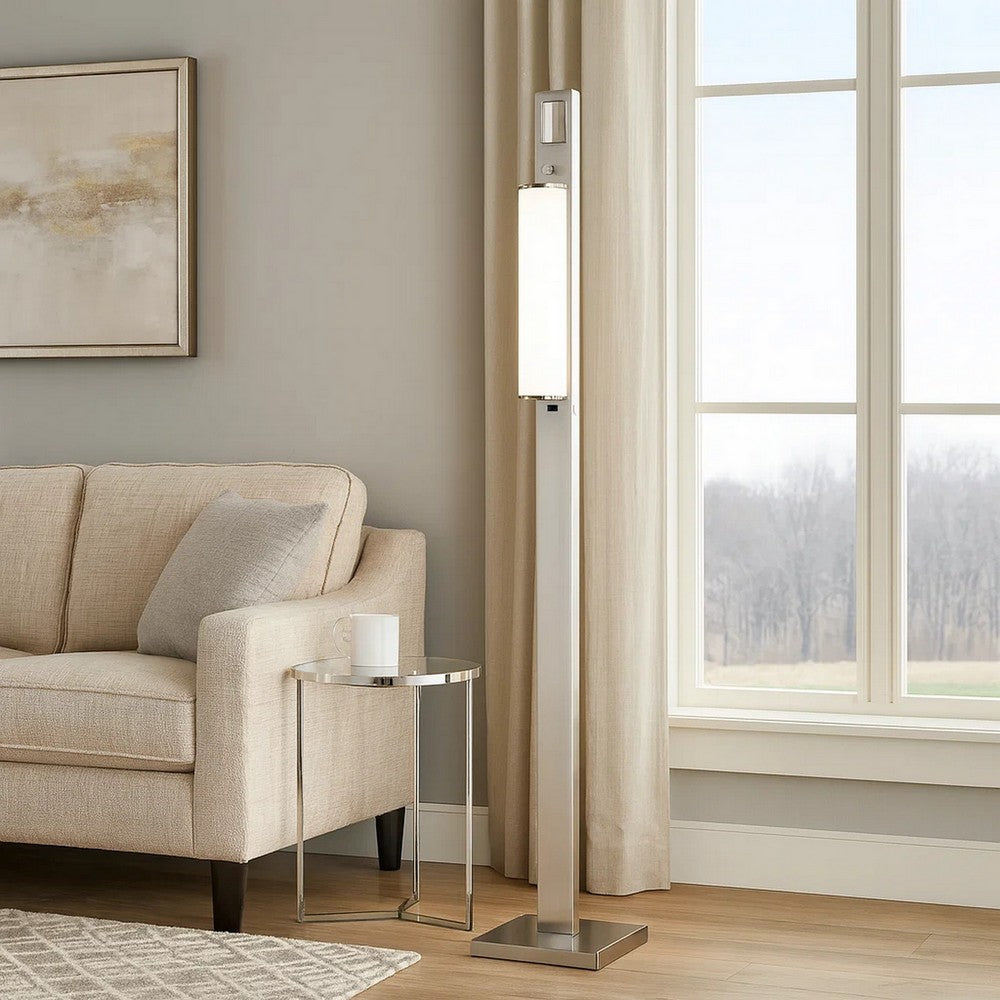 Mora Floor Lamp w Dimmer Switch, 2 Ports, Dual LED, Chrome 61 Inch