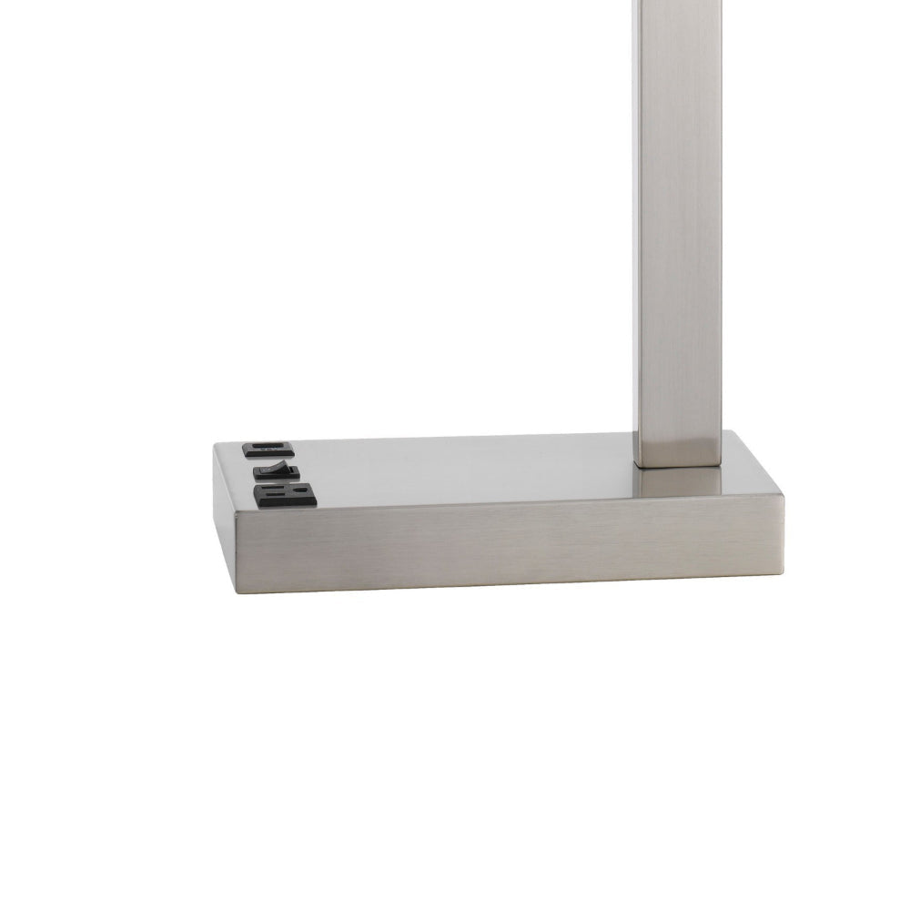 Nacy Table Lamp 1 Power Outlet and USB Port Chrome Steel 25 Inch BM323986