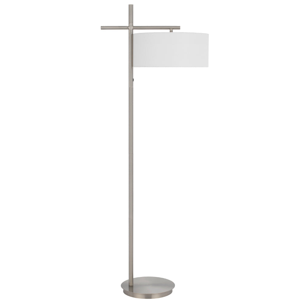 Lavy Floor Lamp Slim Chrome Pole Base White Hardback Shade 62 Inch BM323988