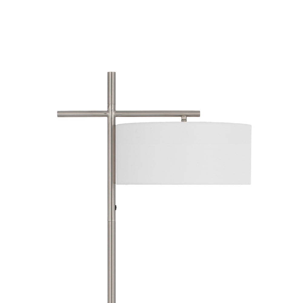 Lavy Floor Lamp Slim Chrome Pole Base White Hardback Shade 62 Inch BM323988