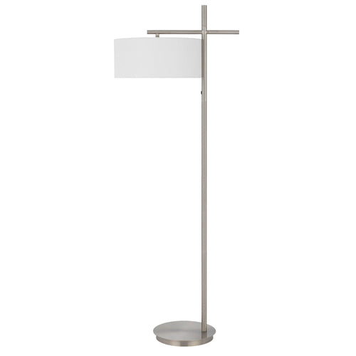 Lavy Floor Lamp, Slim Chrome Pole Base, White Hardback Shade 62 Inch