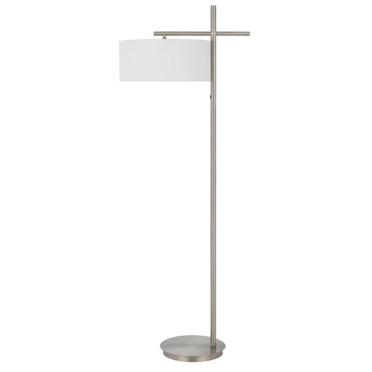 Lavy Floor Lamp, Slim Chrome Pole Base, White Hardback Shade 62 Inch