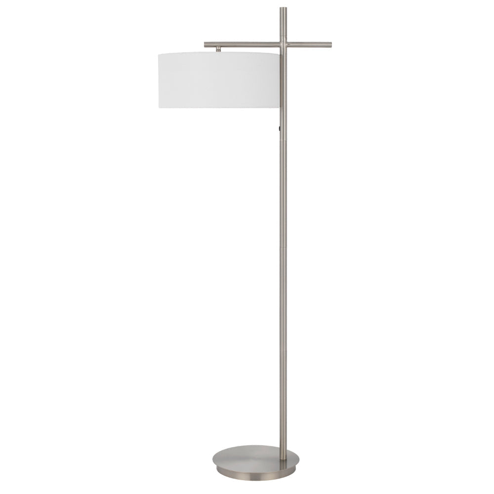 Lavy Floor Lamp, Slim Chrome Pole Base, White Hardback Shade 62 Inch