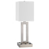 Arny Table Lamp, 1 Outlet, 2 USB, Slim Cutout Steel Base, 24 Inch