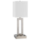 Arny Table Lamp, 1 Outlet, 2 USB, Slim Cutout Steel Base, 24 Inch