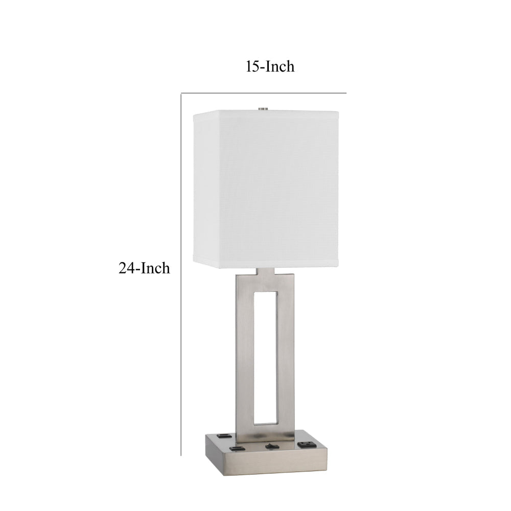 Arny Table Lamp 1 Outlet 2 USB Slim Cutout Steel Base 24 Inch BM323989