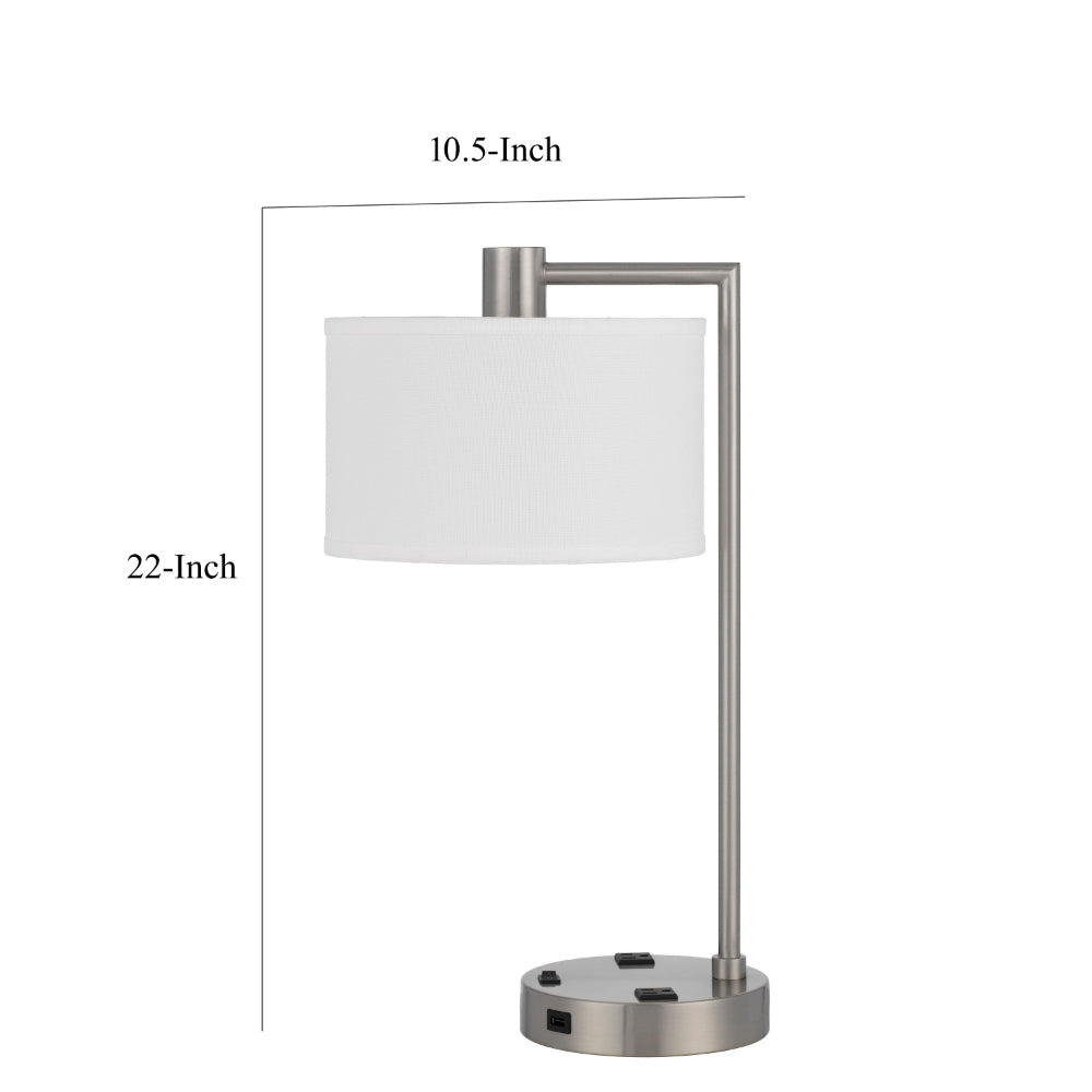 Ano Table Lamp 2 Outlets 1 USB White Shade Chrome Metal 22 Inch BM323990