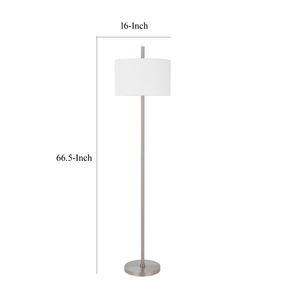 Ano Floor Lamp Slim Frame White Drum Shade Chrome Metal 67 Inch BM323991