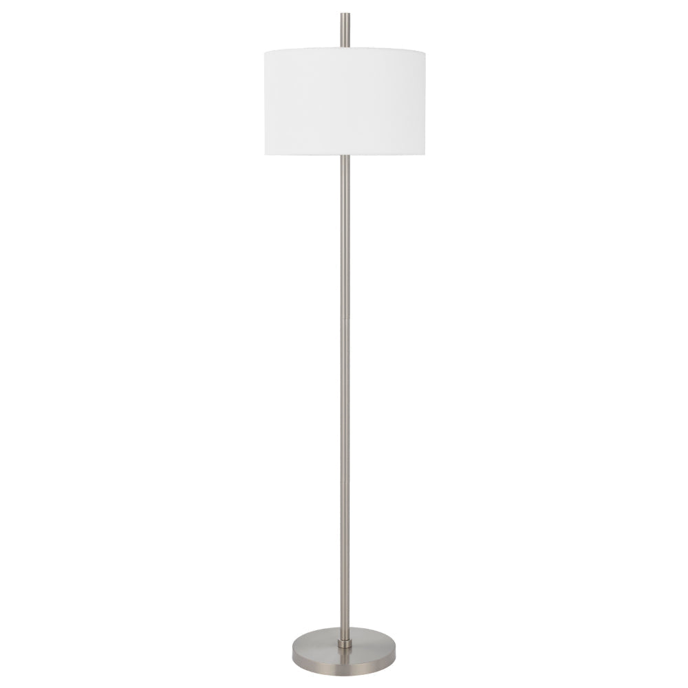 Ano Floor Lamp, Slim Frame, White Drum Shade, Chrome Metal 67 Inch