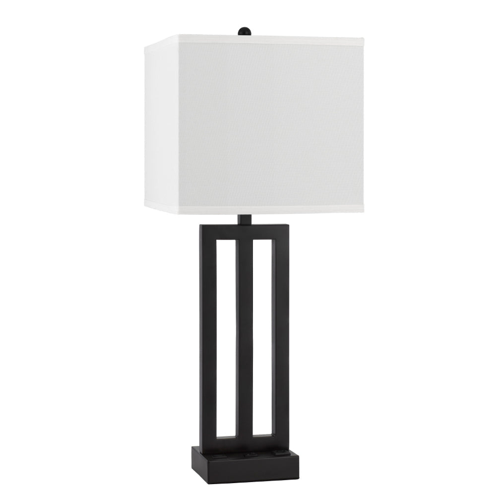 Haney Table Lamp 1 Outlet USB Port Bronze Slim Keyhole Base 30 Inch BM323992