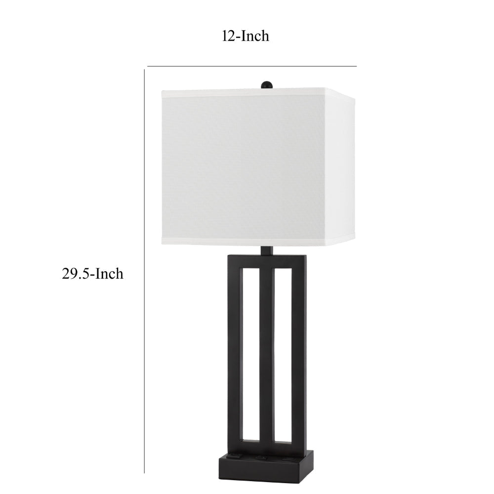 Haney Table Lamp 1 Outlet USB Port Bronze Slim Keyhole Base 30 Inch BM323992