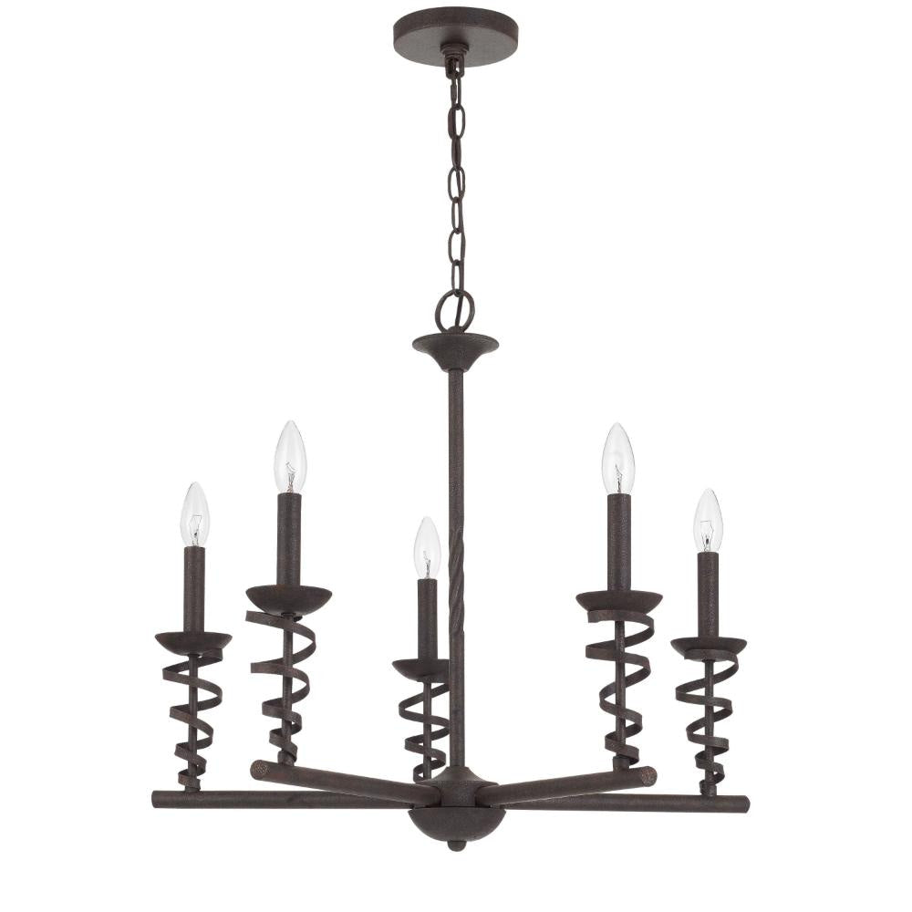 Bah 26 Inch Chandelier Spiral Candelabra w Hanging Chain Black BM323994