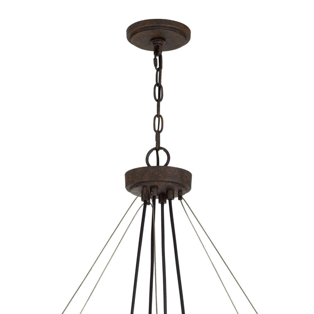Frot 24 Inch Chandelier w Light Bulbs Suspended Cable Design Rust BM323995