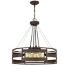 Frot 24 Inch Chandelier w Light Bulbs, Suspended Cable Design, Rust