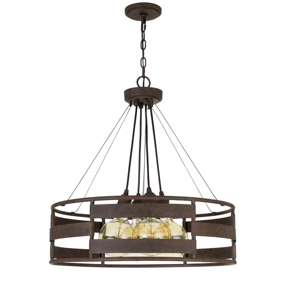 Frot 24 Inch Chandelier w Light Bulbs, Suspended Cable Design, Rust