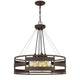 Frot 24 Inch Chandelier w Light Bulbs, Suspended Cable Design, Rust