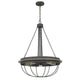 Nexy 24 Inch Chandelier, 5 Light Bulb Sockets, Gray Metal Cage Design