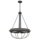 Nexy 24 Inch Chandelier 5 Light Bulb Sockets Gray Metal Cage Design BM323996