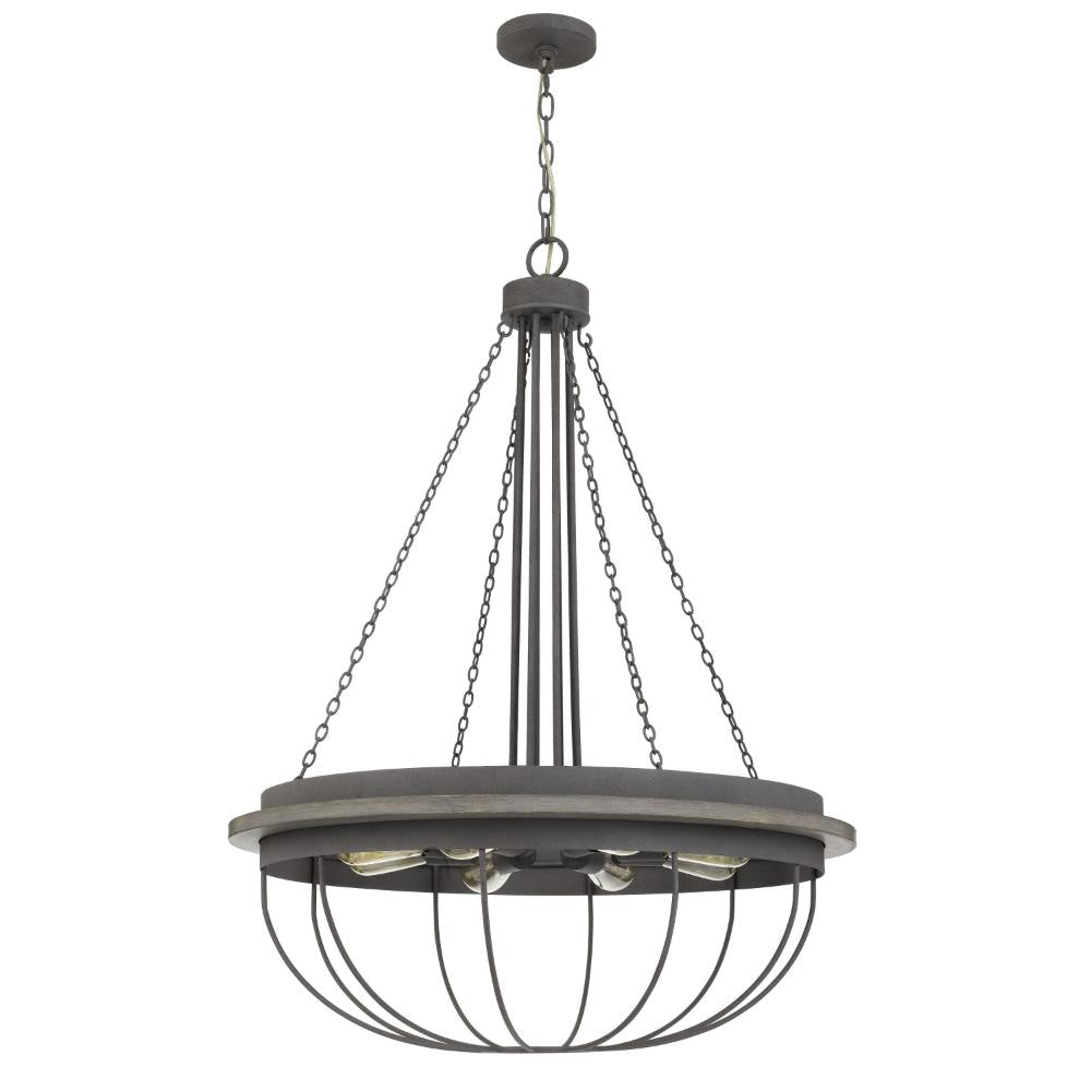 Nexy 29 Inch Chandelier 8 Light Bulb Sockets Gray Metal Cage Design BM323997