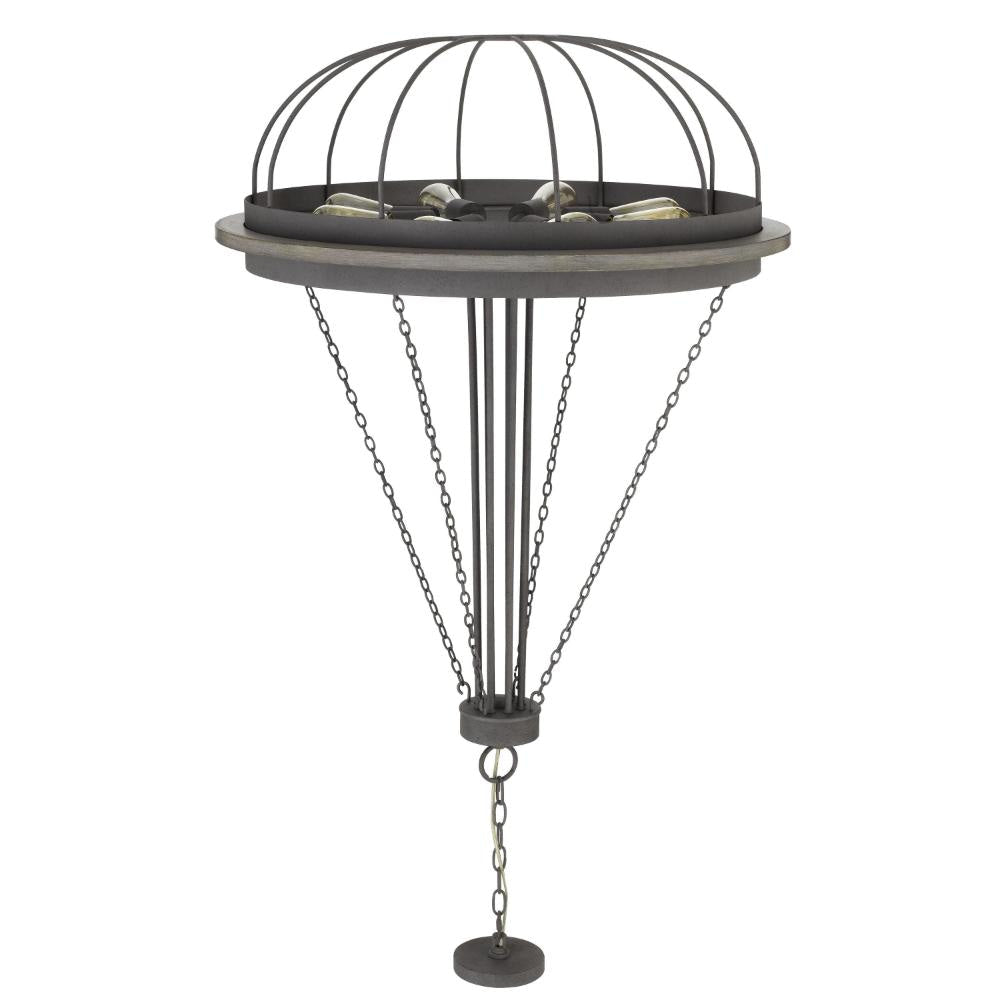 Nexy 29 Inch Chandelier 8 Light Bulb Sockets Gray Metal Cage Design BM323997