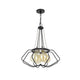 Lima 22 Inch Chandelier w 4 Light Bulbs Black Metal Cage Design BM323998