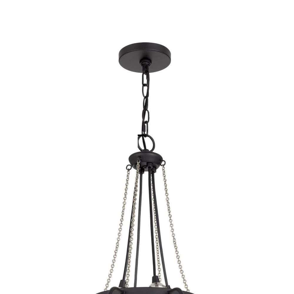 Lima 22 Inch Chandelier w 4 Light Bulbs Black Metal Cage Design BM323998