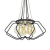 Lima 22 Inch Chandelier w 4 Light Bulbs Black Metal Cage Design BM323998