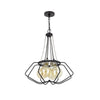 Lima 22 Inch Chandelier w 4 Light Bulbs, Black Metal Cage Design