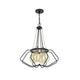 Lima 22 Inch Chandelier w 4 Light Bulbs, Black Metal Cage Design