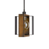 Gen 9 Inch Mini Pendant Light Fixture w Bulb Black Metal Pine Wood BM324000