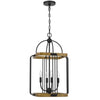 Rio 16 Inch Chandelier w Upturned Lights and Canopy Wood Black Metal BM324001