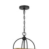 Rio 16 Inch Chandelier w Upturned Lights and Canopy Wood Black Metal BM324001