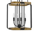 Rio 16 Inch Chandelier w Upturned Lights and Canopy Wood Black Metal BM324001